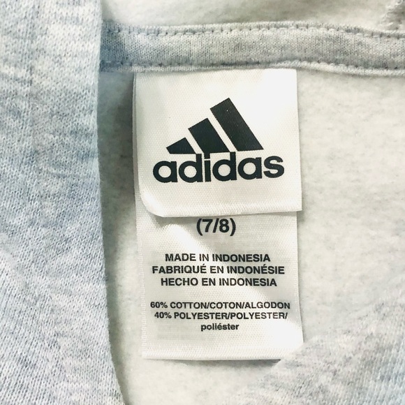 Adidas Kids Hooded Fleece Sweatshirt Pullover Gray - Picture 6 of 11